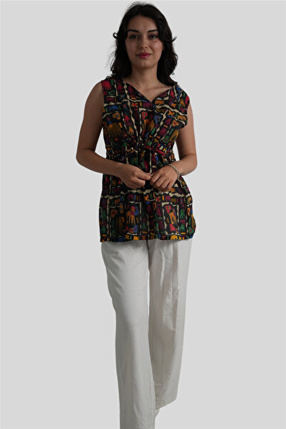 Miss Boheme بلوزة بوهيمية منقوشة على شكل فيل أسود