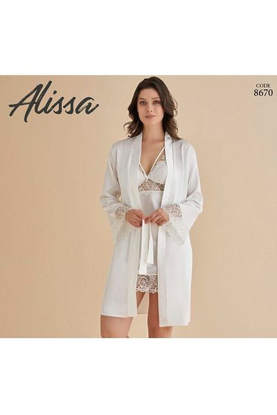 Zeta Group Women's Lace Detailed Bridal Dowry Boxed Set Nightgown Ecru Satin 6 Pieces - Ecru - Ilc2.86L70R-Exk