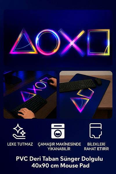 FOREVER ALDORA Gamer Non-Slip Leather Base Sponge Gaming and Comfortable Working Keyboard Mause Padi 90X40 cm