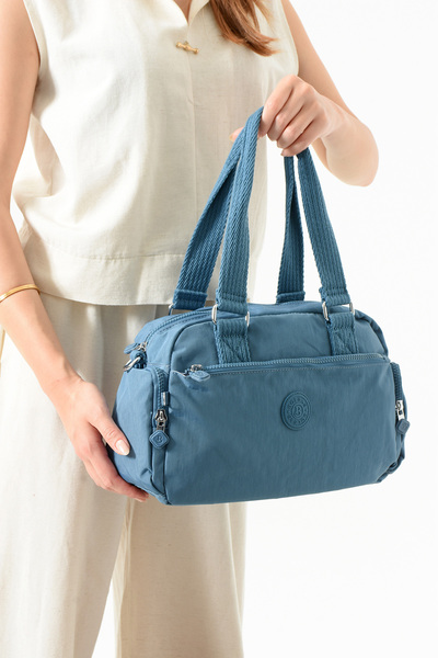 Just Polo Unisex Kadın 2 Gözlü Su Geçirmez ithal krinkıl Kumaş Ayarlanabilir Çapraz Askılı El Ve Omuz Çantası