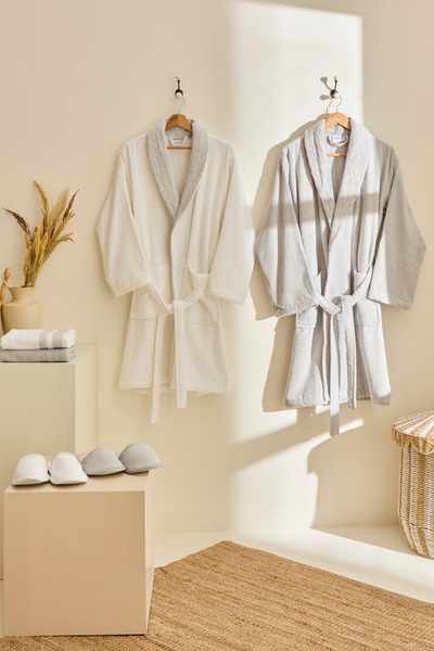 Kaşmir Home Elin 6 Parça Aile Banyo Seti Offwhite Gri