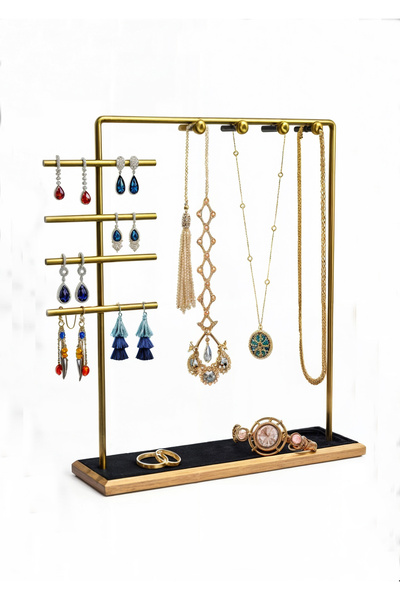 DEKORANLA Beyaz Takı Düzenleyici, Stand, Küpe, Bileklik, Kolye Saklama ve Org...