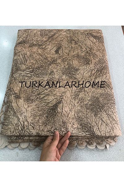 turkanlarhome Sofa Bed Cover Brown Vein Patterned Non-Slip Base Sponge Top Fabric Velvet