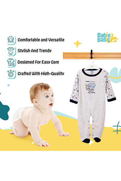 Babies Basic 100% Cotton Printed Long Sleeves Jumpsuit/Romper/Sleepsuit for babies