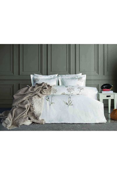 Dantela Lavinya Nakışlı Nevresim&Yatak Örtüsü Seti - Bej