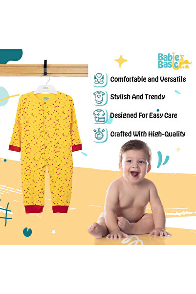 Babies Basic 100% Cotton Printed Long Sleeves Jumpsuit/Romper/Sleepsuit for babies