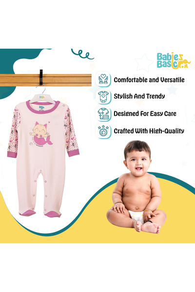 Babies Basic 100% Cotton Printed Long Sleeves Jumpsuit/Romper/Sleepsuit for babies