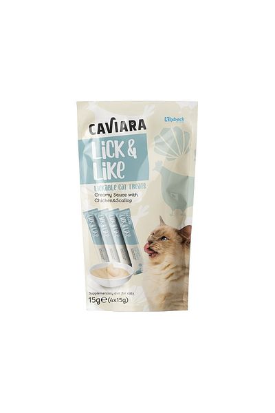 Caviara Lick & Like Creamy Sauce with Chicken and Scallop Lickable Cat Treats - 4 x 15 g