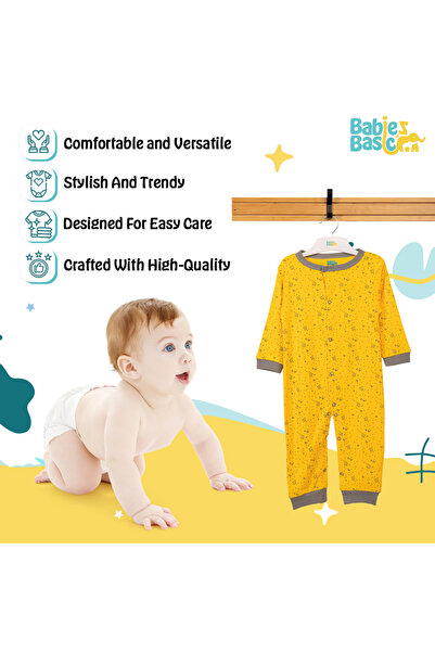 Babies Basic 100% Cotton Printed Long Sleeves Jumpsuit/Romper/Sleepsuit for babies