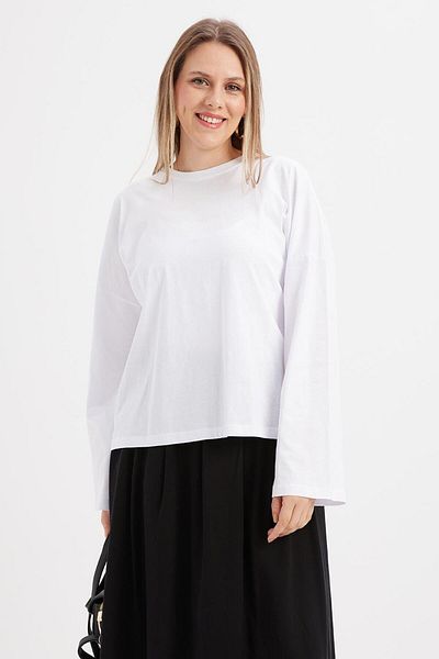 ALLDAY White-Long Back Single Jersey T-Shirt