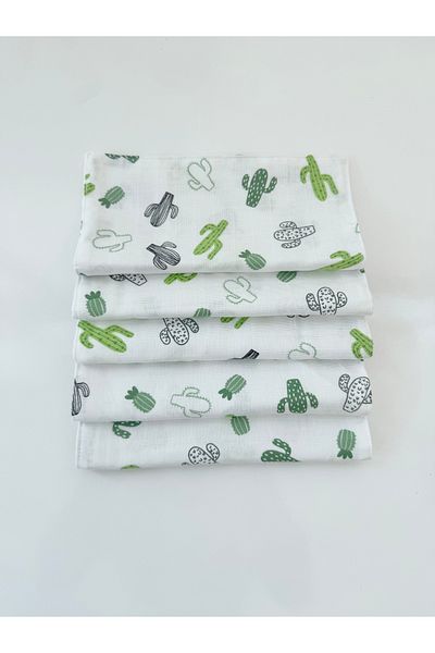 Jaju Baby Cactus Muslin 5 Pieces Mouth Diaper Back Diaper Shoulder Diaper Multi-Purpose Newborn Diaper