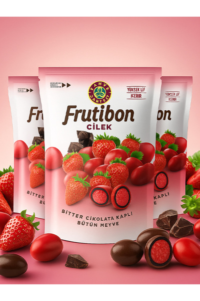 Kahve Dünyası Frutibon Çilekli Bitter Çikolata Kaplı Meyve 3x50g (Toplam 150g)