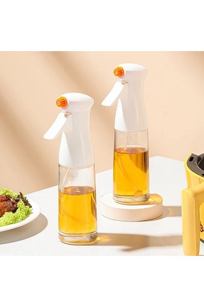 FOXMAG24 Oil spray bottle with 2 nozzles, 230 ml, 22×6 cm, made of glass and plastic, white