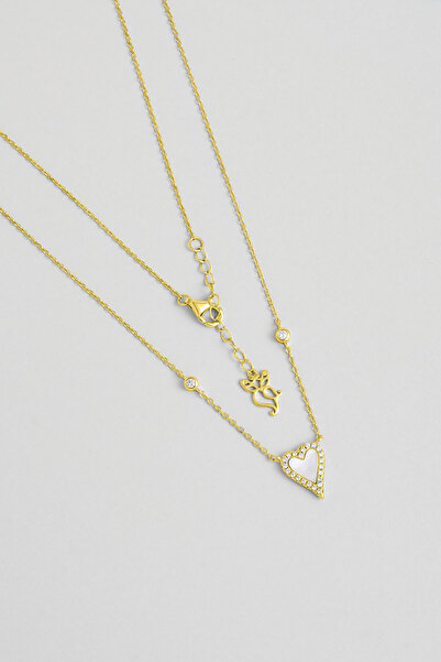 So CHIC... Kalbi 18 Ayar Sarı Altın Kaplama 45 Cm Gümüş Kolye