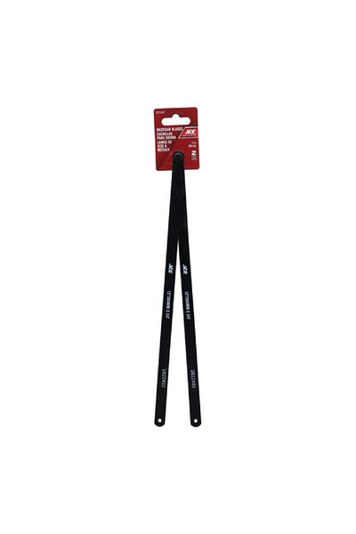 ACE 2-Piece 24-TPI Sturdy Bi-Metal Hacksaw Blades Black 12inch