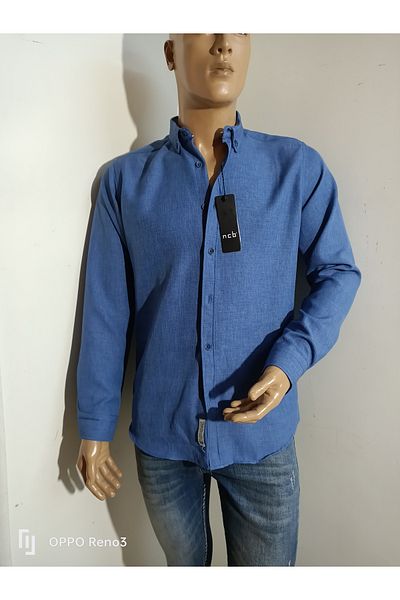 NÇB Спортна памучна риза с дълъг ръкав slim fit