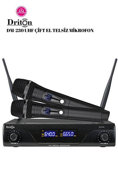 DRİTON DM-230 EL EL ÇİFT KANAL DİJİTAL EKRAN UHF TELSİZ KABLOSUZ MİKROFON