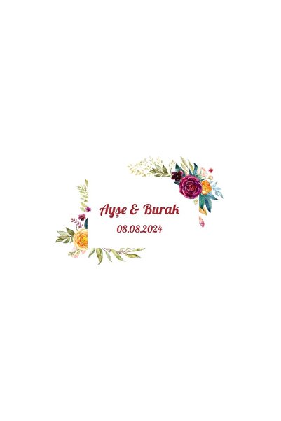 Reysa Tasarım خريف زهور هينا خطوبة زفاف 3x3 سم علامة خاصة / 50 قطعة ملصق