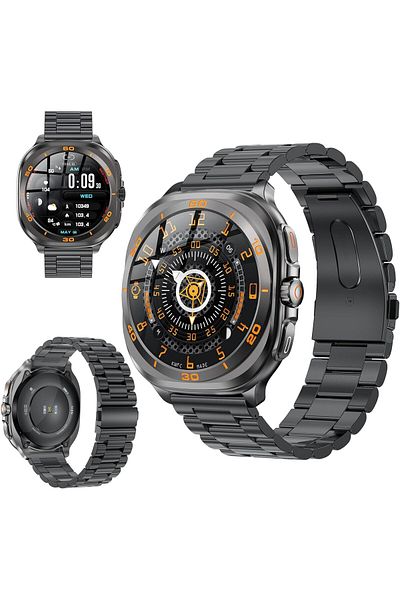 Swiss Military DOM7 Smartwatch 1.43" AMOLED,BT Calling,Health & Sports,IP67,7-Day Battery,Gun Metal Frame & Strap