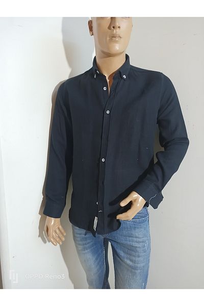 NÇB Спортна памучна риза с дълъг ръкав slim fit