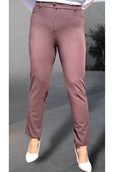 Sentez Kanvas Dar Paça Pantolon Acı Kahve