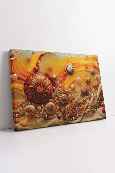 KOSS Dijital Tablou de pânză cu forme abstracte și flori galbene, birou, sufr...