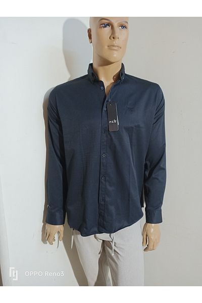 NÇB Спортна памучна риза с дълъг ръкав slim fit