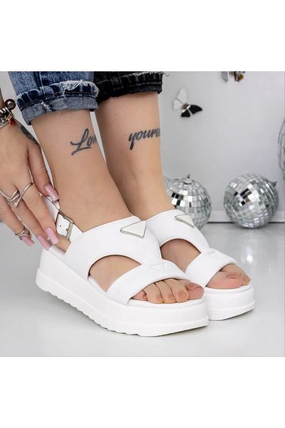 Kalapod Misura women's white textile sandals