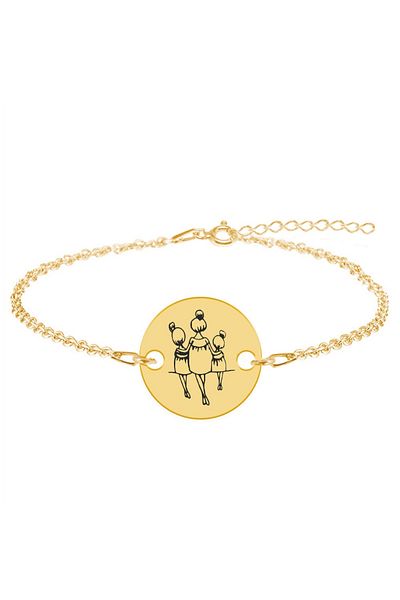 BijuBOX Bratara personalizată mama și două fetițe, argint 925 placat cu aur 24K - Felicia, BijuBOX