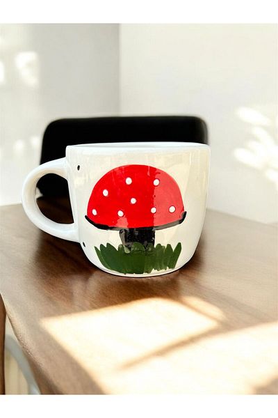 BB TRADE Handmade Mushroom Patterned Ceramic Mug