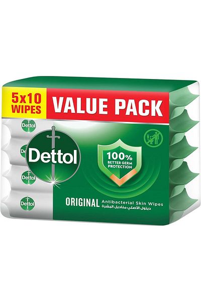 Dettol Original Antibacterial Skin Wipes 50 Count