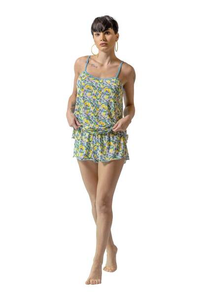 BLD by Exclusive Pijama dama, microfibra imprimata, elastica, galben imperial...