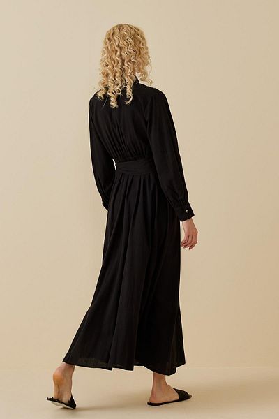 Fahhar Linen Shirt Dress Black