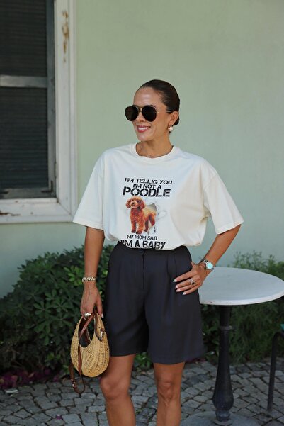 Purple by Banu Antrasit Çift Pile Şort