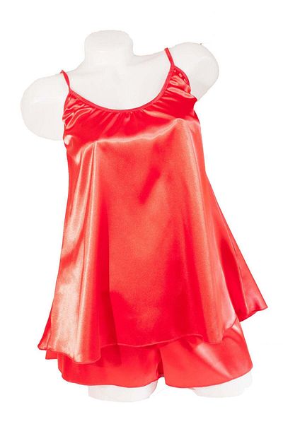 BLD by Exclusive Pijama dama doua piese, imprimeu uni, satin soft rosu, ROUGE, BLD by Exclusive