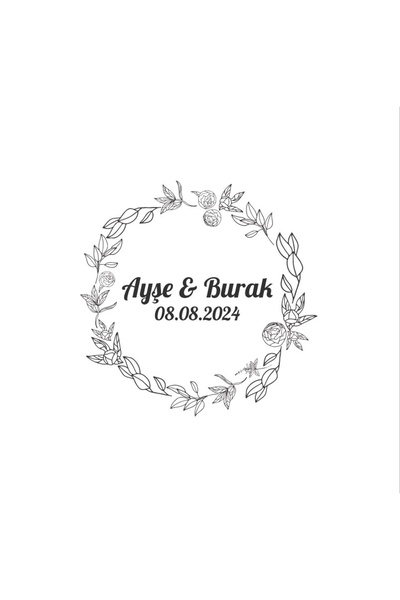 Reysa Tasarım ملصق بيضاوي مع كوزاليك وفاكهة هينا خطوبة زفاف 3x3 سم ملصق مخصص ...