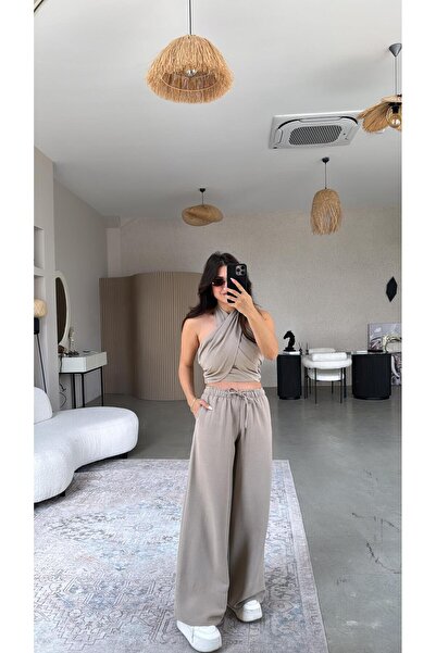 Buket Teke Σετ λαιμόκοψης από ακατέργαστο λινό βιζόν