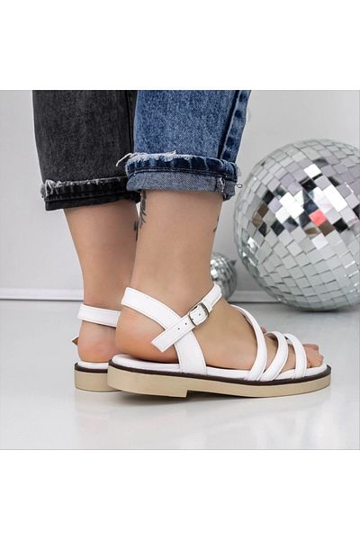 Kalapod Women's white sandals made of organic leather Audra