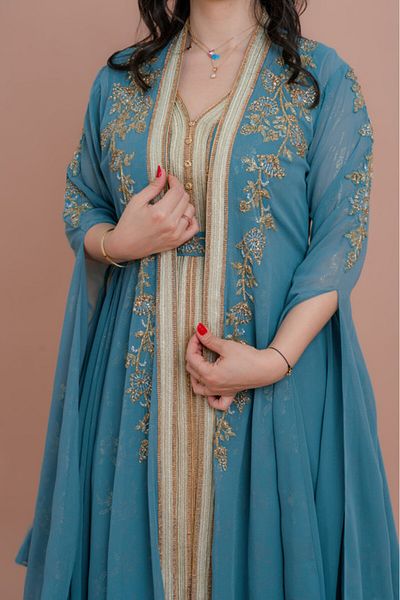 IKKXA Belted Elegant 2-Piece Kaftan