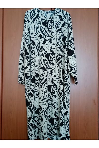 OceanGiyim Women's Mixed Pattern Summer Dress – Light Viscose Fabric, Casual Casual Model