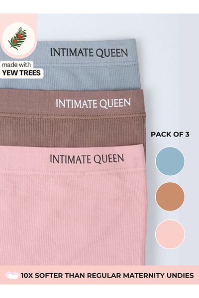 Intimate Queen Yew Tree Bae Maternity Briefs – Silky Soft, Antibacterial Calm, Full-Coverage Comfort (Pack Of 3)