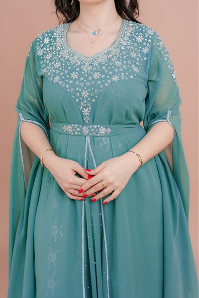 IKKXA Belted Elegant 2-Piece Kaftan