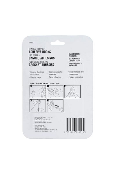 ACE 7-Piece Damage Free General Purpose Adhesive Hook with Strips Clear 2.3 x 5.5cm