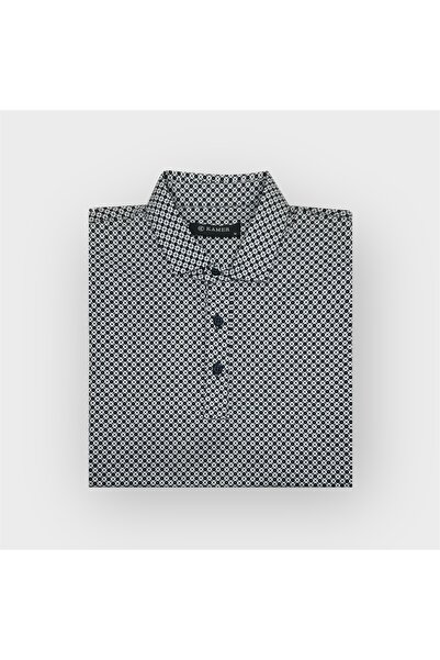 KAMER Modern Fit Cotton Lecra Mixed Shirt Collar Short Sleeve Patterned Tee 5000Bs