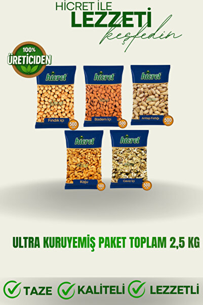 hicret Ultra Kuruyemiş paketi 5 Parça 2,5 kg - Atıştırmalık Çerez