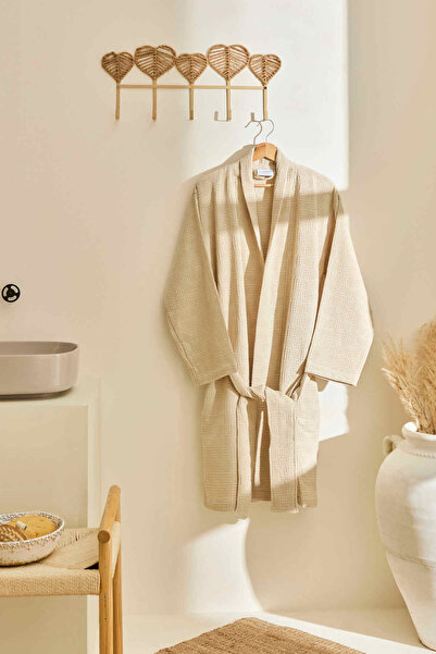 Kaşmir Home Iris Waffle Bathrobe Beige L-Xl