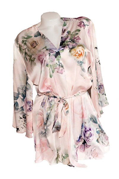 BLD by Exclusive Halat dama, imprimeu floral, satin soft, ROSA, BLD by Exclusive
