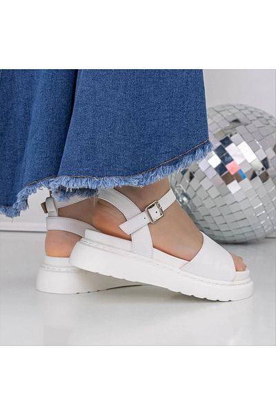 Kalapod Women's white sandals made of organic leather Selenda