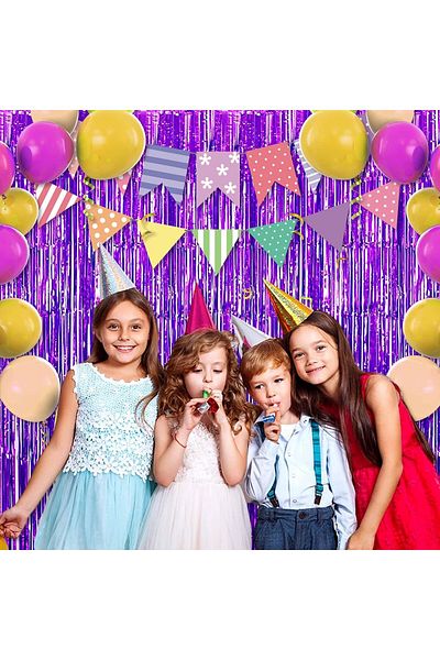 ReilaToys KRP Purple Color Extra Metallized Shiny Fringed Backdrop Κουρτίνα Εισαγόμενη Ποιότητα 1x2 μέτρα