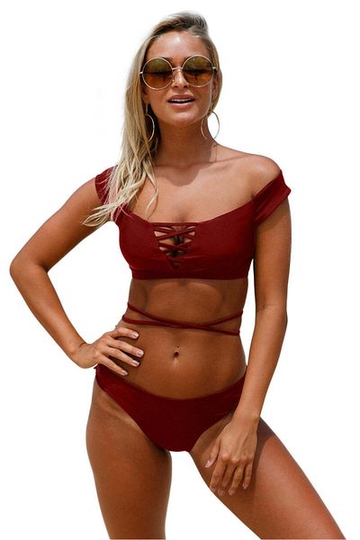 WildFashion Burgundy two-piece swimsuit SW1224-2113